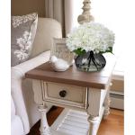 Kunsthortensia bloemen in vaas met 4 hoofden, echte aanraking, nephortensia, bloem in glazen vaas met faux water, zijde, wit, kunstbloemstuk voor thuis, badkamer, bruiloftsdecorati