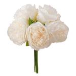 Simulation Blumenstrauß,Künstlicher Blumenstrauß Pfingstrose, 5er-Bouquet, echte Seidenblumen mit Stiel, cremefarbene Kunstblumen als Dekoration in großen Mengen(White)