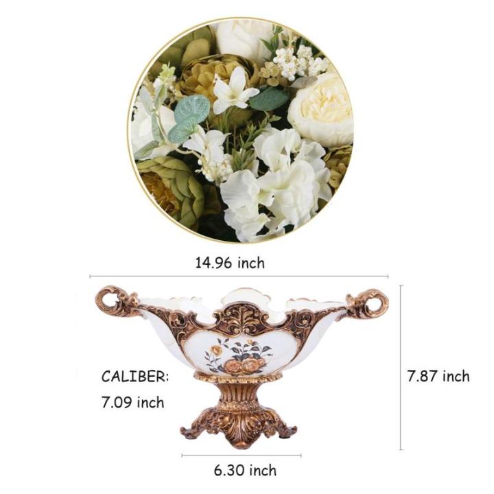 Kunstblumen Künstliche Blumen im europäischen Stil mit Harzvase, künstliche Pfingstrosenblumen-Tischaufsätze, gefälschte Blumensträuße für jeden Anlass