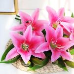Kunstblumen Künstliche Blumen mit Glasvase, künstliche Lilienblumen, Pflanzen für Zuhause, Wohnzimmer, Büro, Party, Dekoration, echte Haptik für jeden Anlass