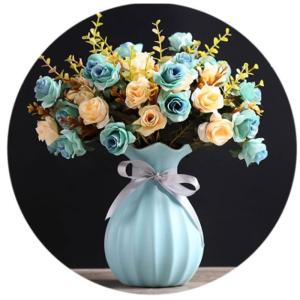 Kunstblumen Künstliche Rosen, kreative Mode, modernes Wohnzimmer, Esstisch, Fernsehschrank, getrocknete Blumen, Blumenarrangement (Keramikvasen). für jeden Anlass