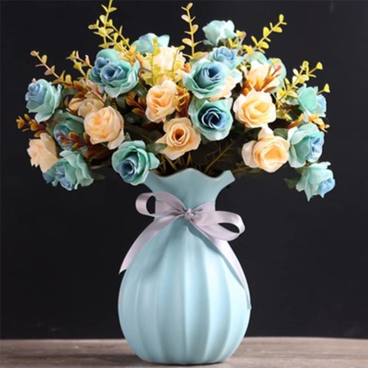 Kunstblumen Künstliche Blumen mit Keramiktopf, künstliche Pflanzen, künstliche Seidenrosenblumen für Hausdekoration, Blumenarrangements, Mehrfarbig für jeden Anlass