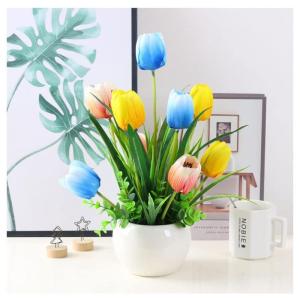 Kunstblumen Gefälschte Tulpe im Topf, mehrfarbige künstliche Blumen, echte Haptik, künstliche Tulpe für Hausgarten, Hochzeitsfeier, Simulationspflanzen für jeden Anlass