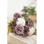 Kunstbloemen, rozen, 25 stuks kunstrozen met stelen voor Valentijnsdag, bruidsfeesttafels, boeketten, bruid, woondecoratie, stofroze paars