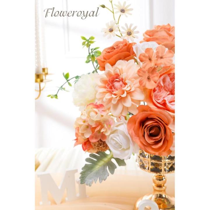 Künstliche Blumen Combo Champagner Blumen Mix Seidenblumen Dahlie Rosen mit Stielen für DIY Hochzeit Brautsträuße Babyparty Blumenarrangement Tischaufsätze Heimdekorationen