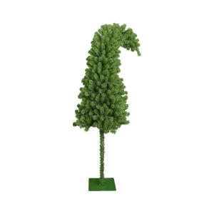 Skurriler Weihnachtsbaum, 90 cm, biegbar, künstlicher Weihnachtsbaum, schmal, grün, skurril, gebogener Kunststoff, Weihnachtsschmuck für Innen- und Außenbereich