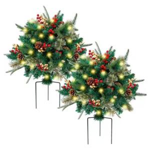 Künstlicher Weihnachtsbaum mit Außenbeleuchtung, Dekoration, simulierte Landschaft, Kiefer für Gartennadeln, Ambiente im Freien, Urlaub, goldener kleiner Füllstoff, Pflanzgefä
