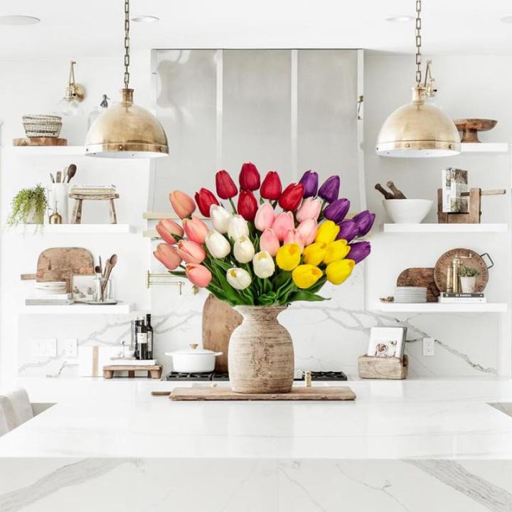24 stuks tulpen kunstbloemen echte touch latex tulp bloemen decoratie kunstplant lengte 34 cm voor thuis kamer bruiloftsboeket party bloemstuk