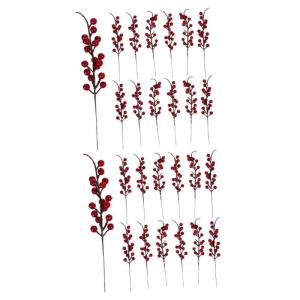24 STK Künstlicher roter Beerenstiel roter Beerenzweig künstliche rote Beere weihnachtsdeko Artificial Plant Christbaumschmuck Girlande Weihnachtsschmuck rote Beerenpflücker Sch