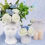 Kunstbloemen, rozen, 25 stuks, kunstrozen met stelen, kunstrozen van schuimstof, decoratie voor doe-het-zelf bruiloft, arrangementen, feesten, woondecoraties, ivoorwit