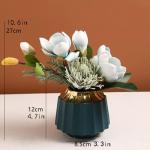 Kunstblumen Künstlicher Blumenstrauß für den Innenbereich – Elegante Kunstblumen mit Keramikvase für Wohnzimmer und Esstisch für jeden Anlass