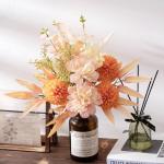 Kunstblumen Künstliche Pflanzen Blumen Deko Seidenblumen Hortensien Blumenarrangements Kernstück Hochzeit Blumenstrauß(Rosa Orange)