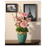 Kunstblumen Künstliche Blumen, Pflaumenblüte, Kamelie mit Topf, Simulationsblumen, Tischdekoration, Zubehör, Kunstblumen in Vase für jeden Anlass