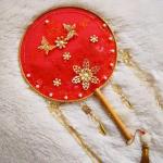Chinese Bruids Fan Boeket Kunstbloemen Parels Bruiloft Decoratieve Bruid Fotografie Ornamenten Home Decor (Argento)