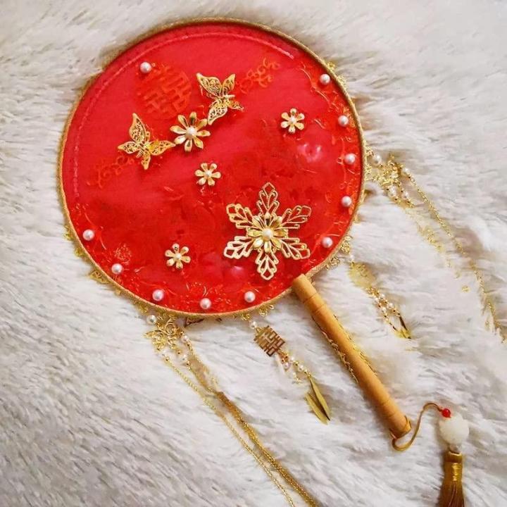 Chinese Bruids Fan Boeket Kunstbloemen Parels Bruiloft Decoratieve Bruid Fotografie Ornamenten Home Decor (Argento)