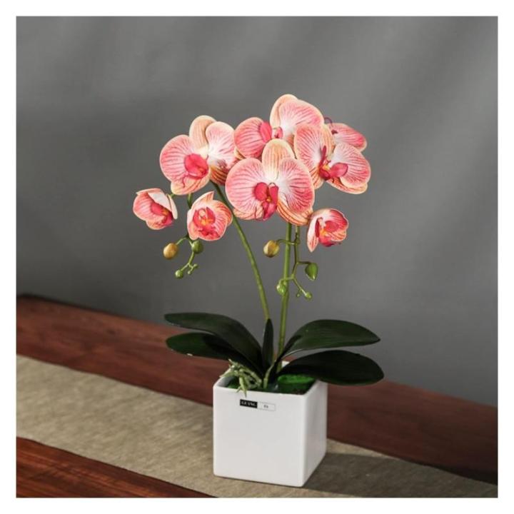 Kunstblumen Künstliches Phalaenopsis-Blumenarrangement, künstliche Orchideen-Bonsai im Topf, Pflanze für Zuhause, Büro, Küche, Schlafzimmer für jeden Anlass