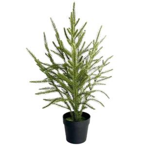 Norfolk Pine Kunstkerstboom, 23,6 inch, met zwarte pot, realistische , binnen, milieuvriendelijk, plastic, kerstdecoratie voor de veranda, binnen en buiten, Kerstmis