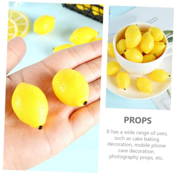 30 STK Mini-zitronenimitat Künstlich Gefälschte Hawaiianische Früchte Partydekorationen Zitronen-sommerdekor Mini-Zitronen-Requisite Lebensechte Frucht Yellow PVC