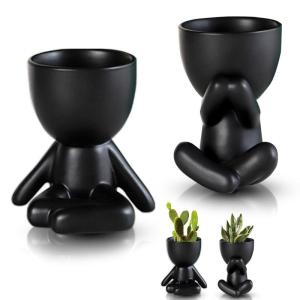 Niedliche Mini-Blumentöpfe aus Keramik, Blumentöpfe Sukkulenten, 2 Stück kreative kleine Figuren Mini-Blumentöpfe für den Innenbereich, kleine Blumentöpfe für Tisch, Terrass