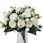 4 bossen kunstmatige bloemen pioen zijde pioenen boeketten nep bloemen boeketten bruiloft decoratie thuis tafel keuken kantoor tuin bruids groen (wit)