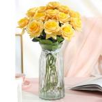 Kunstblumen Künstliche Blumen mit Glasvase Kunstseidenrose Gefälschte Pflanzen in Töpfen, Simulationsblumen-Tischdekorationszubehör für jeden Anlass