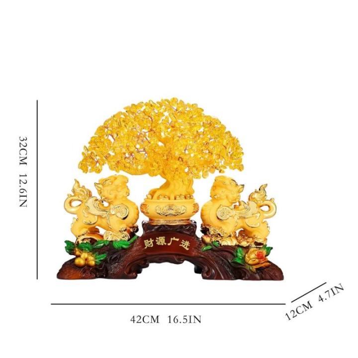 Kristallbaum Citrine Ornament Fortune Tree Lucky Pixiu Ornament Store Company Büro Wohnzimmer Wohnzimmer Desktop Oramentkristall Ornamente Kristall-Feng-Shui-Baum (Size : M)