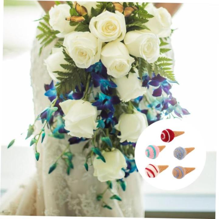 5 stuks ijssalon ijs party achtergrond kerstcadeauzakjes vulling knutselproject van vilt ijs decoratie decoraties voor ijsfeesten pluche dier wolvilt bloemen kunsthandwerk