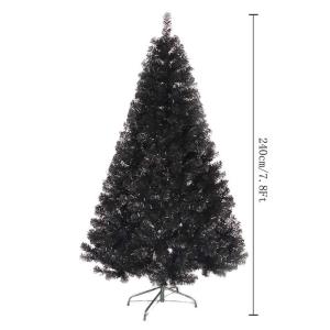 7,8 Fuß unbeleuchteter schwarzer Weihnachtsbaum, Halloween-Baum mit Metallständer, künstlicher Kiefernbaum für Feiertags-Karnevalsparty-Dekorationen, modisch