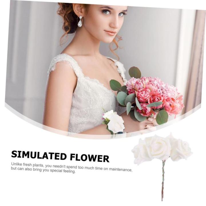 50 Stück Rosenkopf Künstliches Blumendekor Aussehende Gefälschte Rose Simulationsblumenstrauß Künstlicher Rosenstrauß Gefälschte Blumenköpfe Künstliche Blumen Weiß Sport