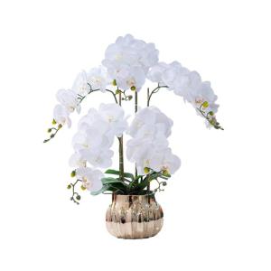 Kunstblumen Künstliches Phalaenopsis-Orchideen-Blumenarrangement in Vase, künstliche Seiden-Orchideen, fühlen Sich echt an, Keramiktopf, Innendekoration für jeden Anlass