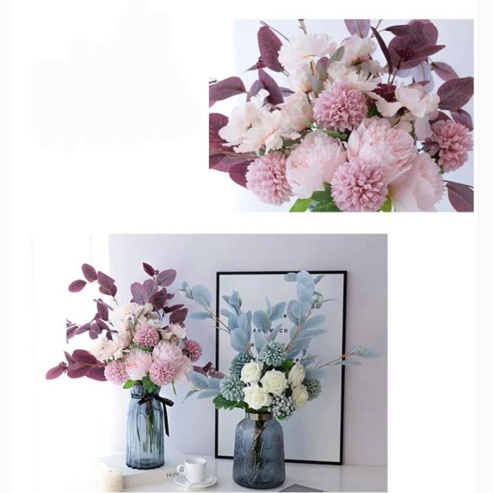 Kunstblumen Künstliche Blumen mit Glasvase, künstliche Seidenpflanzen in Töpfen, Simulationsblumen, Bonsai-Pflanzen, Tischdekoration für jeden Anlass