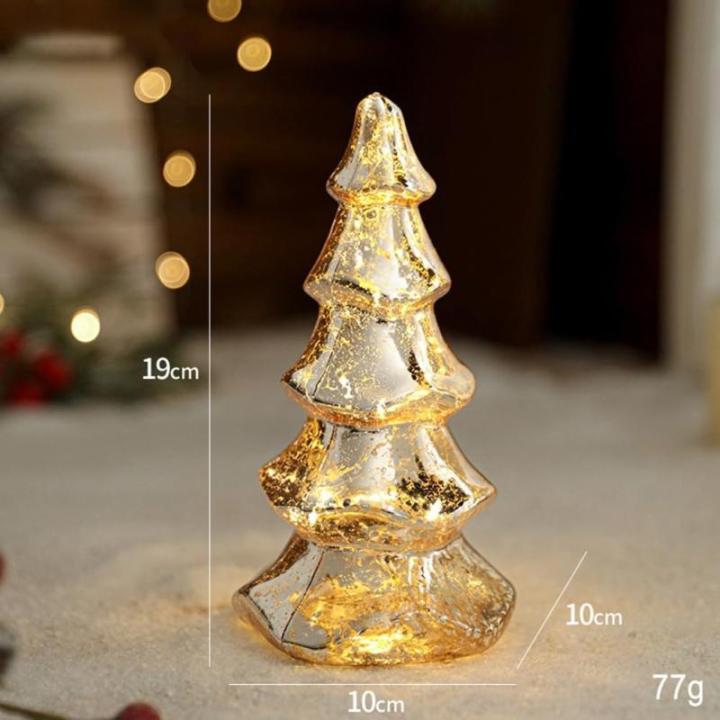 Exquisiter Glas-Weihnachtsbaum mit Lichtern, Glas-Weihnachtsbaum mit Lichtern, Tischplatte, dekorativer Weihnachtsbaum, Leuchtturm-Ornamente (C)