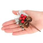 20 x decoratieve tak met lariksappels, rode bessen en boomnaalden - strooidecoratie Kerstmis - decoratieve tak voor kransen en bloemstukken (20 stuks - rode bessen wit)