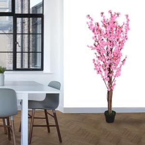 Perzikboom, decoratieve kunstboom, groot, in pot, kunstboom, grote kunstplant, grote kunstplant in pot, kunstboom, XXL, 160 cm