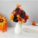 Schwarzes Blumenarrangement, Halloween-Party-Mittelstücke, Blumenarrangement, künstliche Blattsträuße für Fotografie-Requisiten