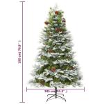 Künstlicher Weihnachtsbaum mit LED Beleuchtung Weihnachtsbaum mit Schnee mit Tannenzapfen Grün und Weiß PVC 195 x 105 cm