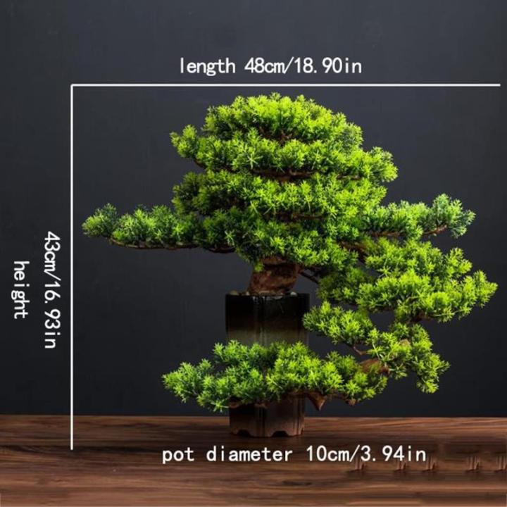 Künstlicher Bonsai-Baum 18-Zoll-künstliche Bonsai-Kiefer-Simulations-Grünpflanze-Bonsai-Indoor-Kunstpflanze im Topf, künstliche Zimmerpflanzen for den Schreibtisch, das Home-Of