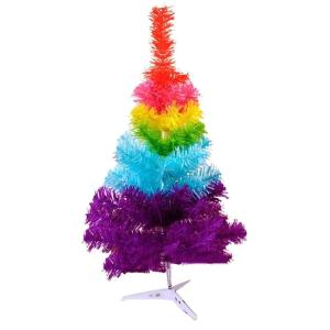 Leichter Tisch-Weihnachtsbaum mit Ständer for kleine Weihnachtsdekoration, PVC-Tannenbaum, Kleiner Weihnachtsbaum, mehrfarbiger künstlicher Weihnachtsbaum(Multicolored,60cm/2ft)