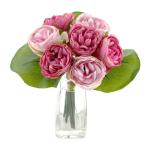 Peony Pioenrozen, boeket met 7 bloemen, 3 bladen, verschillende kleuren -