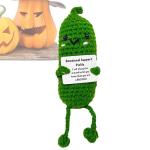 Positive Kartoffel Häkeln, Gehäkelte Positive Gurke,Gehäkelte positive Gurken Spielzeug Emotion Puppen | Kreatives gestricktes Gurkenspielzeug mit positiver Karte für Freunde P