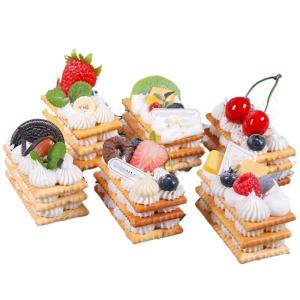Fake Kuchen künstliche Kuchen 6 Stücke Künstliche Cookie Füllung Desserts Requisiten Simulation Kuchen Modell Für Shop-Display Realistisches Essen