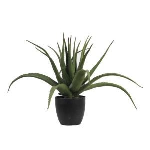 Aloë vera-plant, kunstboom, kunstplant, decoratie, in zwarte pot, zeer realistisch, groen, 55 cm - MN-KP-2219
