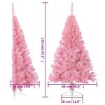 Wiederverwendbar Künstlicher Halb-Weihnachtsbaum mit Ständer 120 cm H Christmas Tree Weihnachtsbaum Home Tannenbaum Weihnachtsdeko Christbaum Kunstbaum PVC und Stahl Rosa