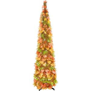 Herfstdecoratie esdoornblad boom, 1,5 m pop-up glitter kunstmatig esdoornblad boom herfstbladeren decoratie lichtboom voor Halloween Thanksgiving herfstdecoratie