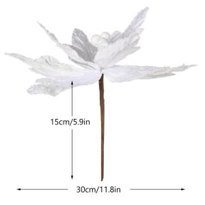 Große Weihnachtsblumen, 30cm, 6 Stück, künstliche Weihnachts Blumen Samt, Weihnachtsbaum Blumen Ornamente, gefaltet, für Weihnachtsdekoration, Neujahr,Hochzeit ﻿ (Weiß)
