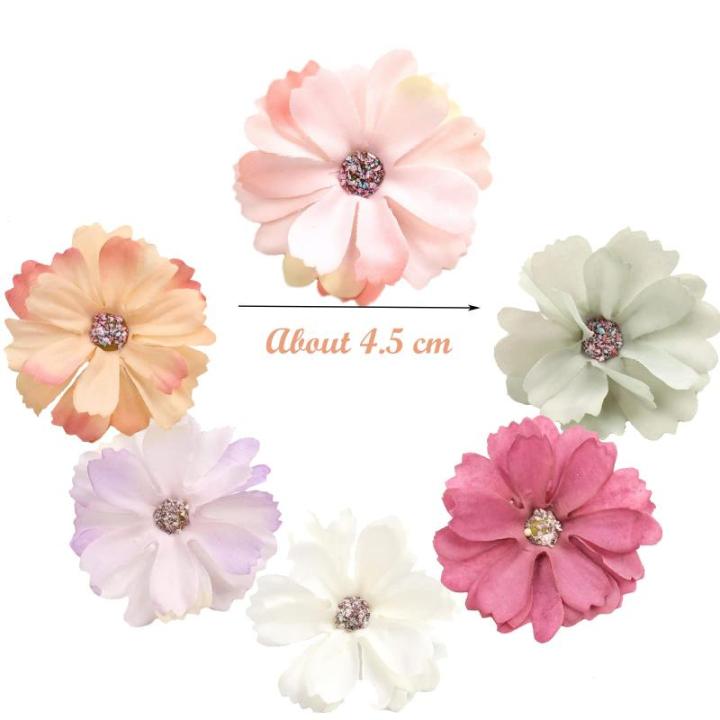 60 Stuks Simulation Decorative Flowers, Veelkleurige Kunstmatige Madeliefjes, Kunstmatige Bloemhoofdjes, voor het Decoreren van Tuin, Slaapkamer, Doe-het-zelf Knutselen