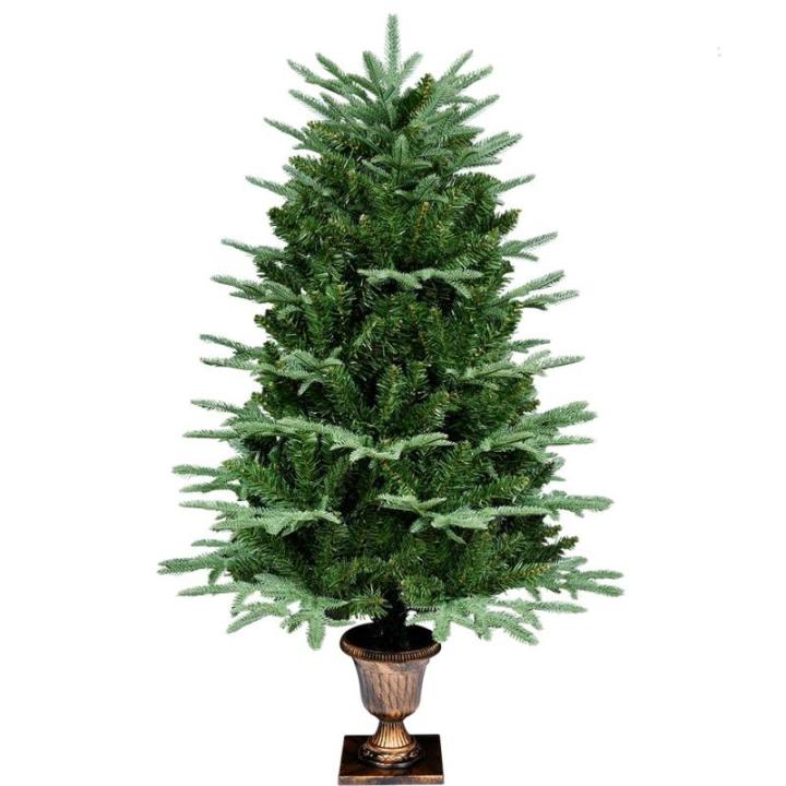 Kunstkerst, groen, 120 cm, 2 soorten dennenblad, 320 takken, 10 meter kerstboom, pvc/PE, bladeren met retro basis voor kerstdecoratie