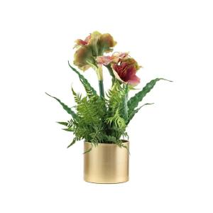 Kunstblumen Künstliche Blume, Moderne, minimalistische Kunstblumen-Simulationsdekoration, eingetopft mit Goldener Vase, künstliche Orchidee für das Heimbüro für jeden Anlass