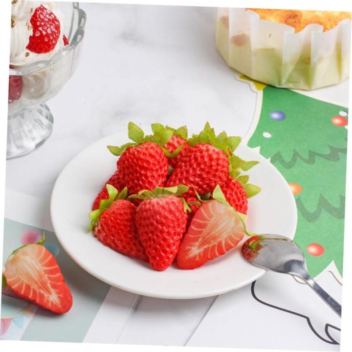 1 Satz Künstliche Erdbeere Gefälschte Erdbeeren Falsches Obst Erdbeer-Dekorationen Süße Erdbeersachen Gefälschte Früchte Lebensechte Erdbeere Lebensechte Früchte PVC 10st