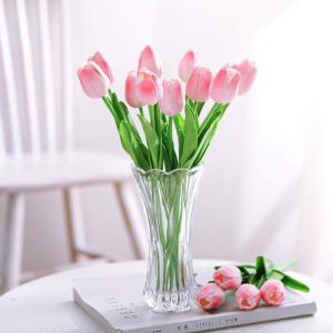 30 stuks kunstmatige tulpen bloemen nep tulpen boeket real touch bloemen voor decoratie (roze)